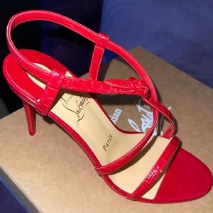 Christian Louboutin Selima 85mm red croc leather sandals EU 38
